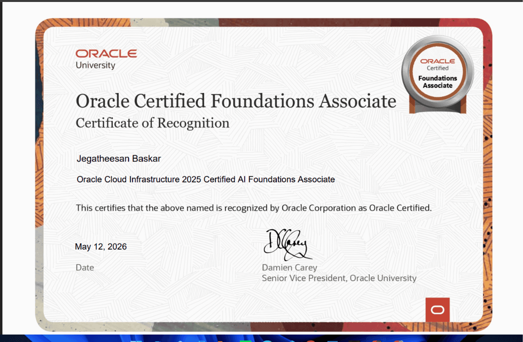 Oracle Cloud Infrastructure 2025 Certified AI Foundations Associate